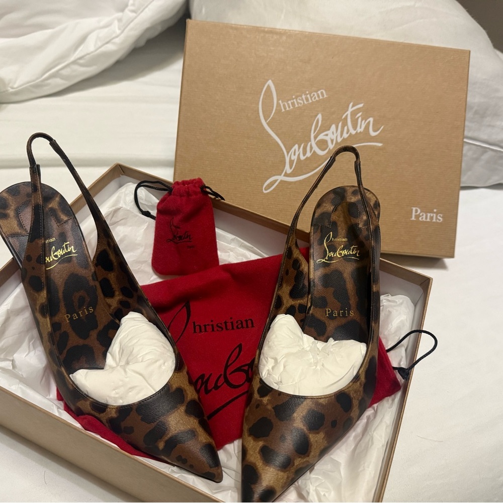 Christian Louboutin Kate Sling 85 calf Leo 37.5
